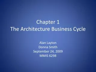 Chapter 1 The Architecture Business Cycle