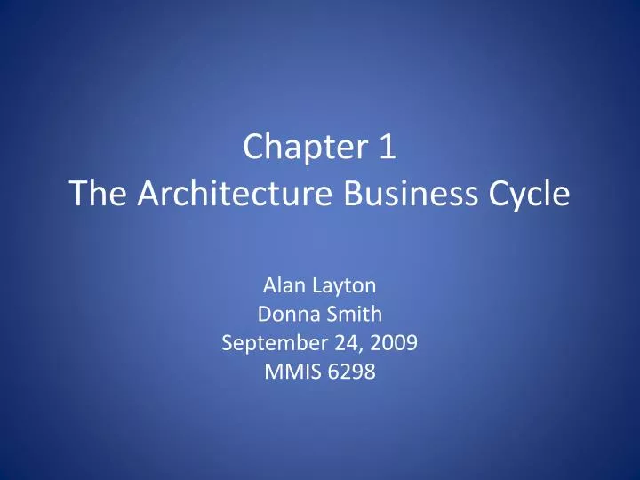 chapter 1 the architecture business cycle