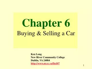 Chapter 6 Buying &amp; Selling a Car