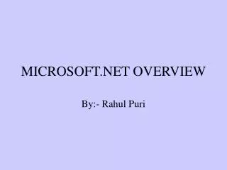 MICROSOFT.NET OVERVIEW