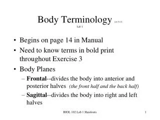 Body Terminology rev 9-11 Lab 1