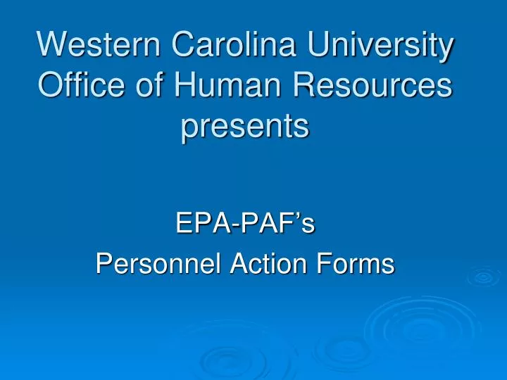 western carolina university office of human resources presents