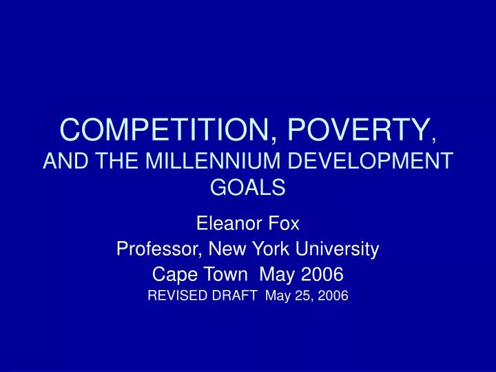 competition poverty and the millennium development goals