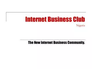 Internet Business Club Nigeria