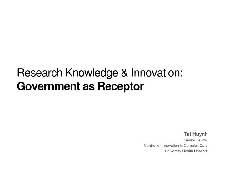 research knowledge innovation government as receptor
