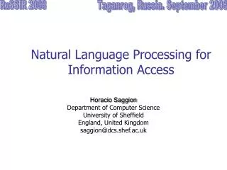 Natural Language Processing for Information Access