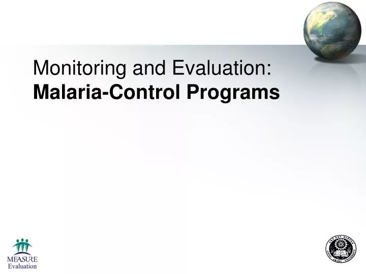 monitoring and evaluation malaria control programs