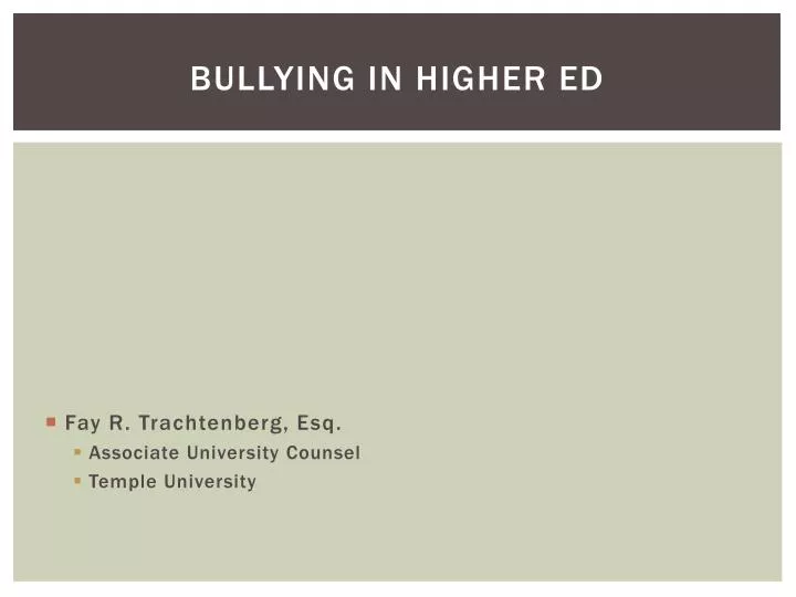 bullying in higher ed