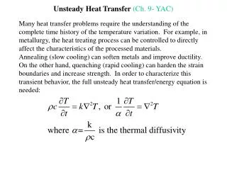 Unsteady Heat Transfer (Ch. 9- YAC)