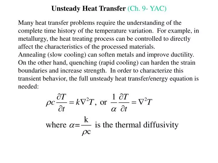 unsteady heat transfer ch 9 yac