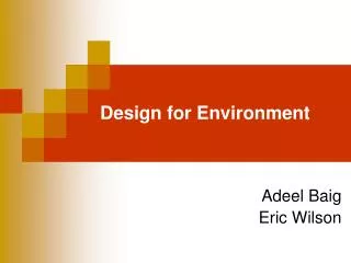 Design for Environment