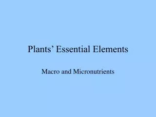 Plants’ Essential Elements