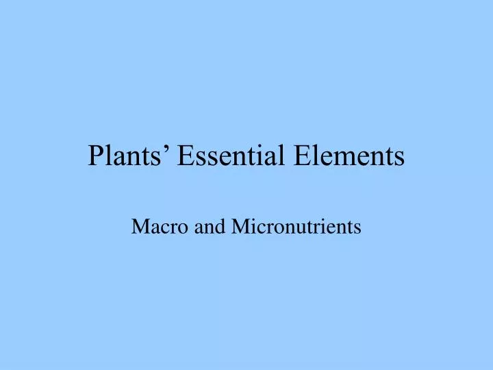plants essential elements