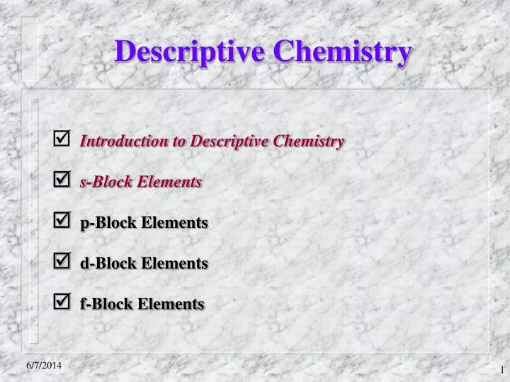 descriptive chemistry