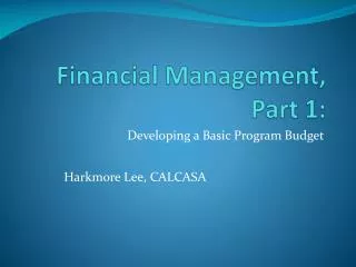 Financial Management, Part 1: