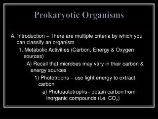 Prokaryotic Organisms