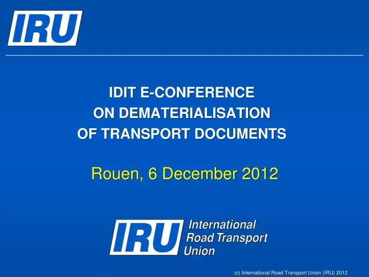 idit e conference on dematerialisation of transport documents