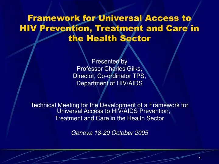 framework for universal access to hiv prevention treatment and care in the health sector