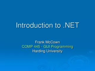 Introduction to .NET