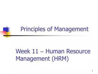 Week 11 – Human Resource Management (HRM)