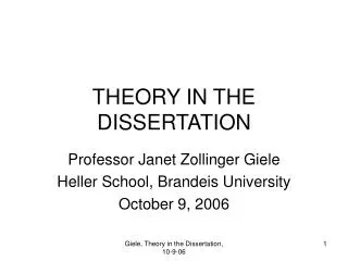 THEORY IN THE DISSERTATION