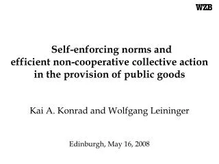 Self-enforcing norms and efficient non-cooperative collective action in the provision of public goods Kai A. Konrad an