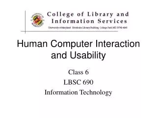 Human Computer Interaction and Usability