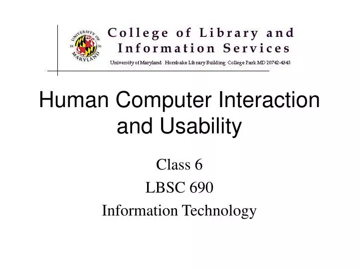 human computer interaction and usability