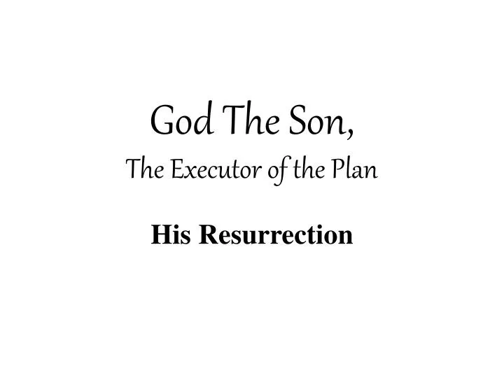 god the son the executor of the plan