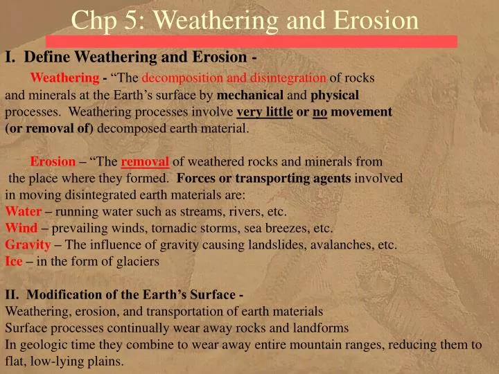 chp 5 weathering and erosion