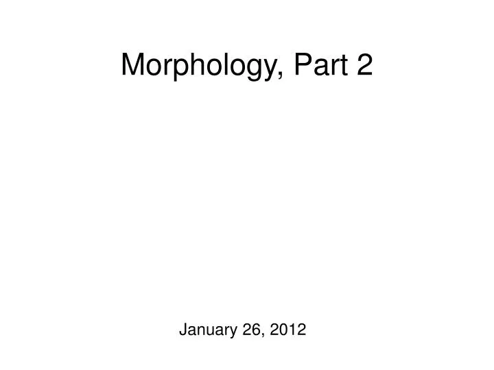 morphology part 2