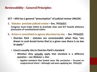 Reviewability – General Principles