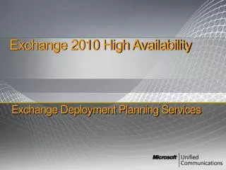 Exchange Deployment Planning Services