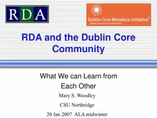 RDA and the Dublin Core Community