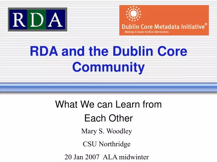 rda and the dublin core community