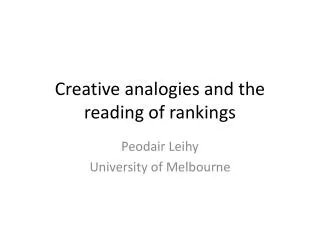 Creative analogies and the reading of rankings