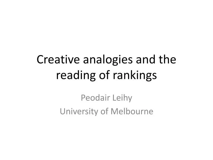 creative analogies and the reading of rankings