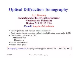 Optical Diffraction Tomography
