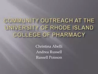 Community Outreach at the University of Rhode Island College of Pharmacy
