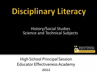 Disciplinary Literacy