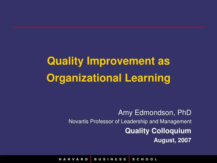 quality improvement as organizational learning