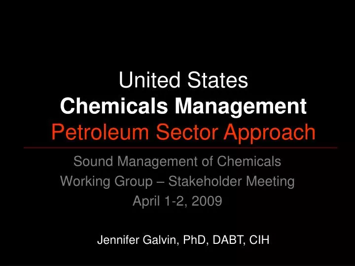sound management of chemicals working group stakeholder meeting april 1 2 2009