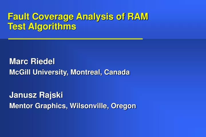 fault coverage analysis of ram test algorithms