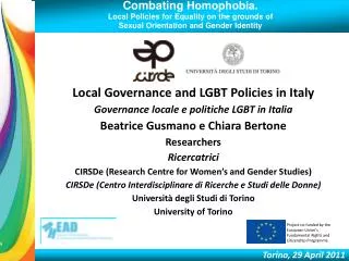 Combating Homophobia. Local Policies for Equality on the grounds of Sexual Orientation and Gender Identity