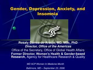 Gender, Depression, Anxiety, and Insomnia