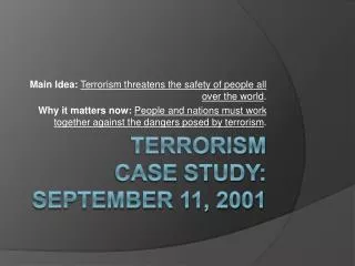 Terrorism Case Study: September 11, 2001