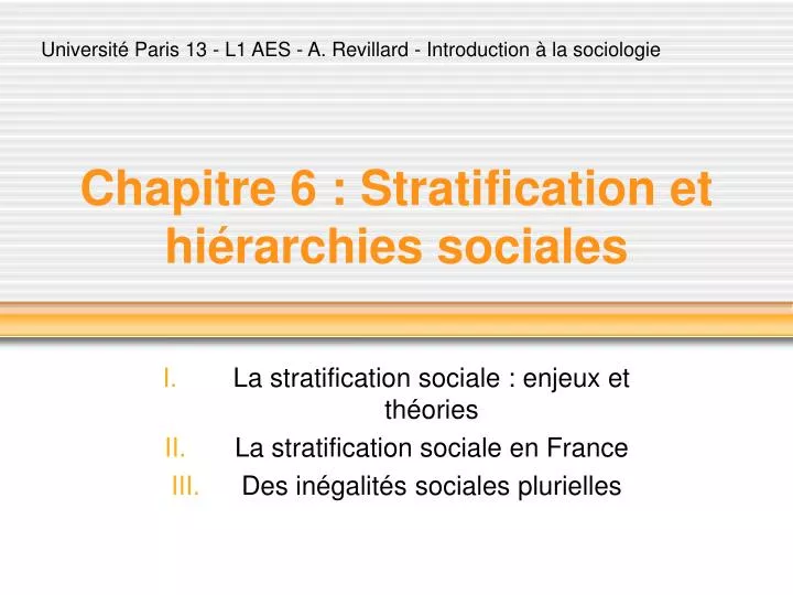 chapitre 6 stratification et hi rarchies sociales