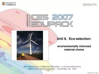 Unit 8. Eco-selection: environmentally informed material choice
