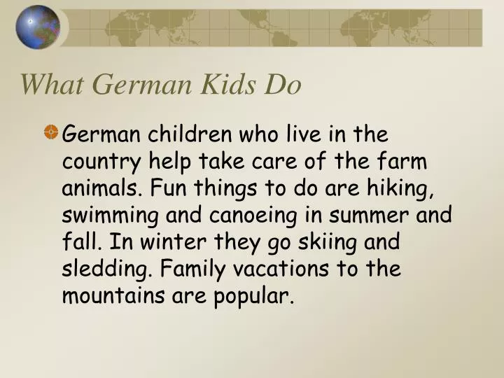what german kids do
