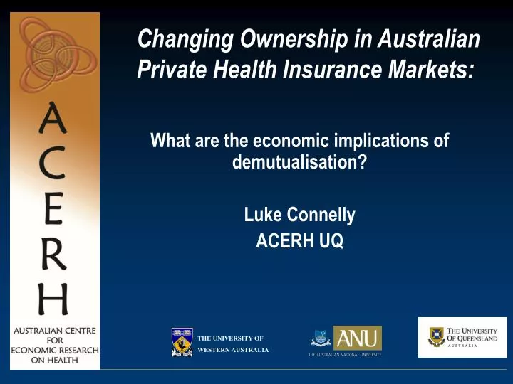 changing ownership in australian private health insurance markets